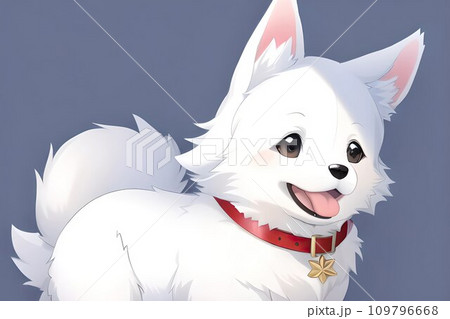 AI-generated content. Happy comic dog in anime manga style. Lovely mascot pet and adorable friend. Joyful cartoon illustration 109796668