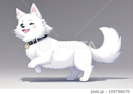 AI-generated content. Happy comic dog in anime manga style. Lovely mascot pet and adorable friend. Joyful cartoon illustration 109796670