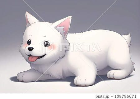 AI-generated content. Happy comic dog in anime manga style. Lovely mascot pet and adorable friend. Joyful cartoon illustration 109796671