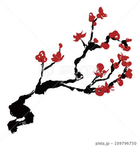 梅　梅の木　紅梅のイラスト素材　ベクター 109796750