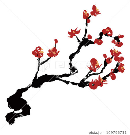 梅　梅の木　紅梅のイラスト素材　ベクター 109796751