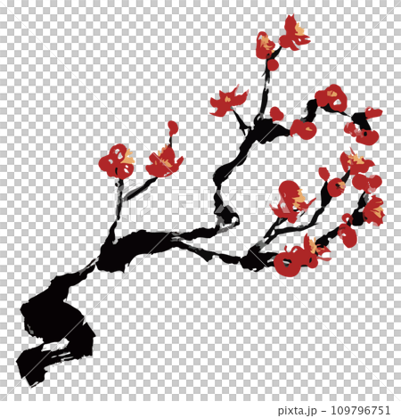 梅　梅の木　紅梅のイラスト素材　ベクター 109796751