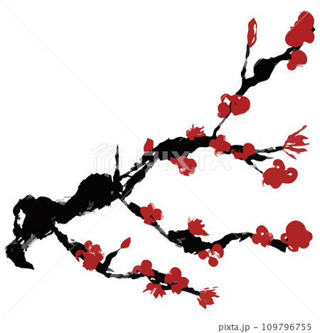 梅　梅の木　紅梅のイラスト素材　ベクター 109796755