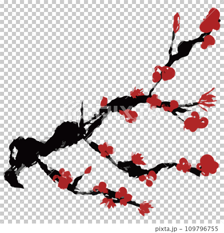 梅　梅の木　紅梅のイラスト素材　ベクター 109796755