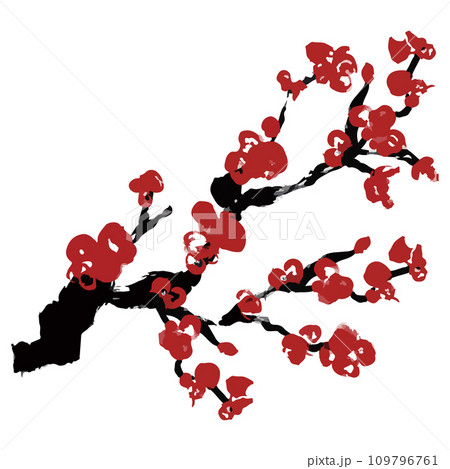 梅　梅の木　紅梅のイラスト素材　ベクター 109796761