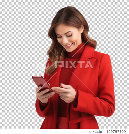 beautiful girl using cell phone isolated on white beautiful girl using cell phone isolated on white 109797599