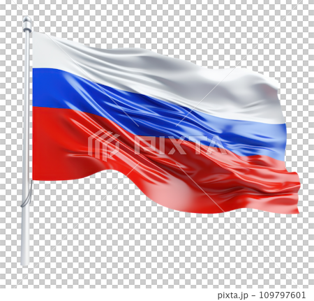 russia flag flying in the wind isolated on white background russia flag flying in the wind isolated on white background 109797601