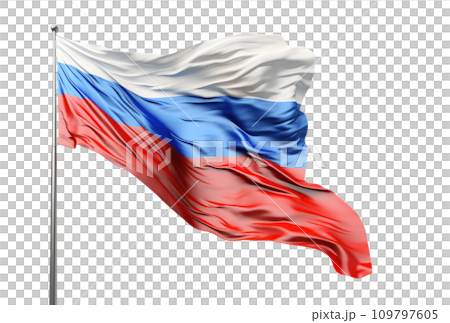 russia flag flying in the wind isolated on white background 109797605