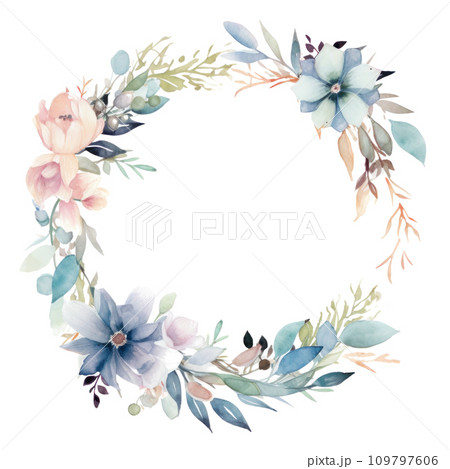 A wedding circle frame in soft hues, perfect for showcasing cherished moments isolated 109797606