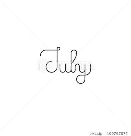 July Month Monoline Outline Lettering 109797872