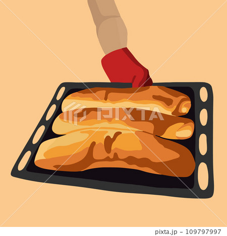 Vector illustration of baking on baking sheet. Vector illustration of baking on baking sheet. 109797997