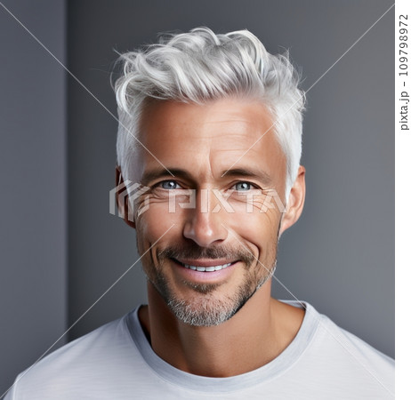 a man with silver gray hair smiles 109798972