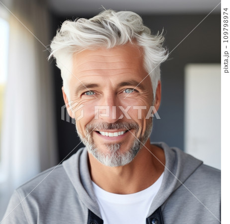 a man with silver gray hair smiles 109798974