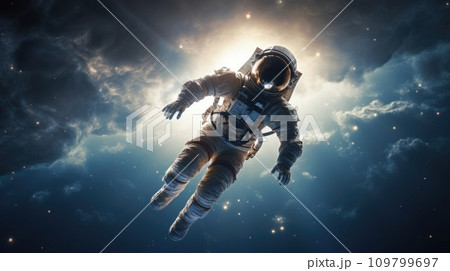 an astronaut floating in space 109799697