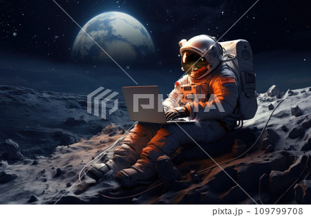 an astronaut floating in space an astronaut floating in space 109799708