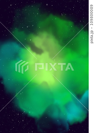 A fantastic green cloud of gas nebula in stellar space. 109800089