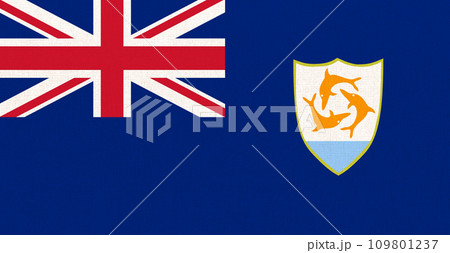 Flag of Anguilla. Anguillan flag on fabric surface. Fabric Texture 109801237