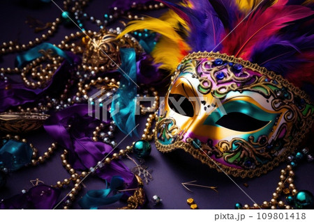 A vivid carnival background filled with lively colors, masks, and festive flair 109801418