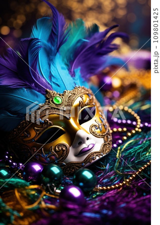 A vivid carnival background filled with lively colors, masks, and festive flair A vivid carnival background filled with lively colors, masks, and festive flair 109801425