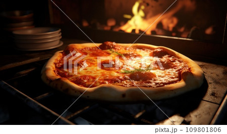 italian homemade pizza pie in an oven italian homemade pizza pie in an oven 109801806