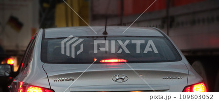 Hyunday Accent on city road. car produced by the South Korean company Hyunday Accent on city road. car produced by the South Korean company 109803052