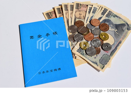 年金手帳と通貨 年金イメージ 年金手帳と通貨 年金イメージ 109803153