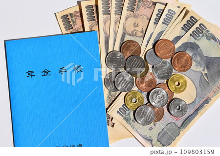 年金手帳と通貨 年金イメージ 109803159