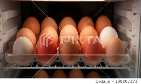several eggs are placed in the refrigerator several eggs are placed in the refrigerator 109803373