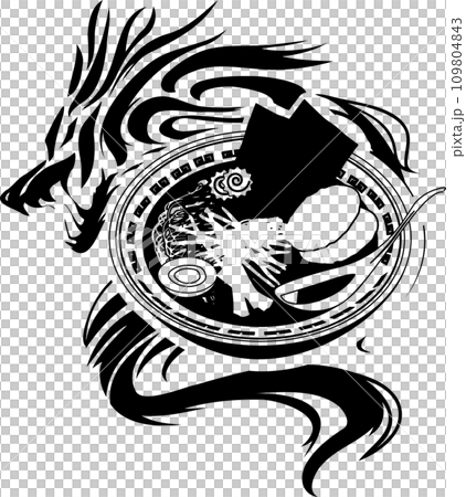 ドラゴンとラーメンのかっこいいマーク 109804843