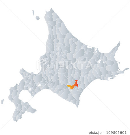 帯広市と北海道地図 帯広市と北海道地図 109805601