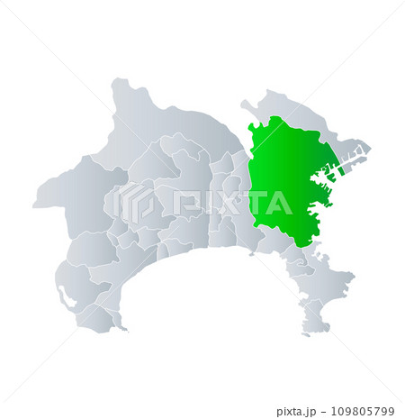 横浜市と神奈川県地図 横浜市と神奈川県地図 109805799