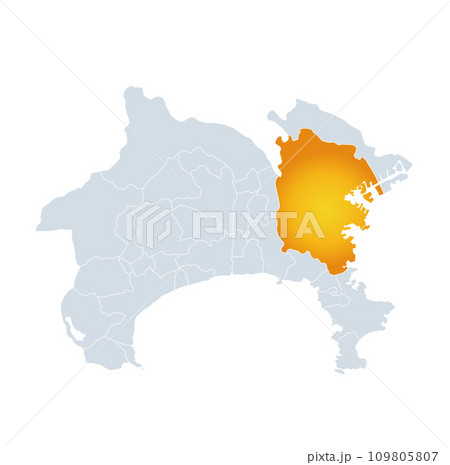 横浜市と神奈川県地図 109805807