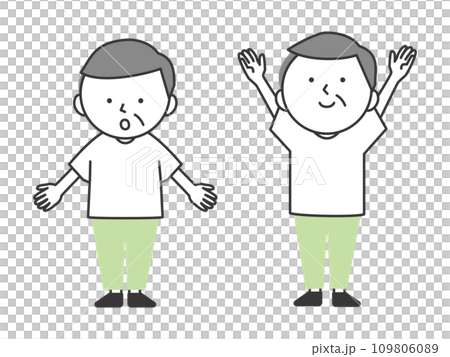 做體操和深呼吸的老人 做體操和深呼吸的老人 109806089