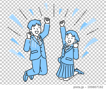 Jumping men and women student decoration Jumping men and women student decoration 109807182