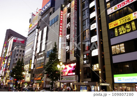 日本東京、新宿歌舞伎町繫華街風景模様 109807280