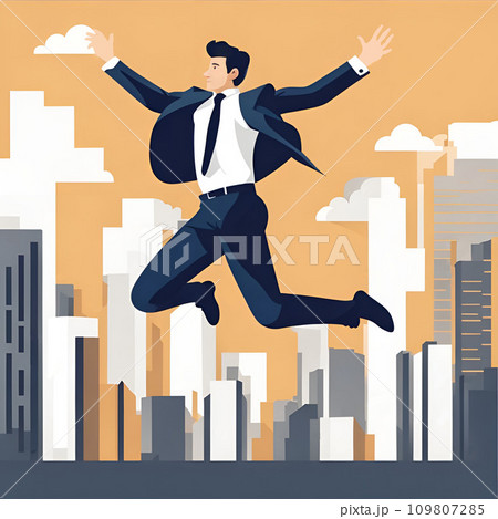 ジャンプする若いビジネスマン ジャンプする若いビジネスマン 109807285