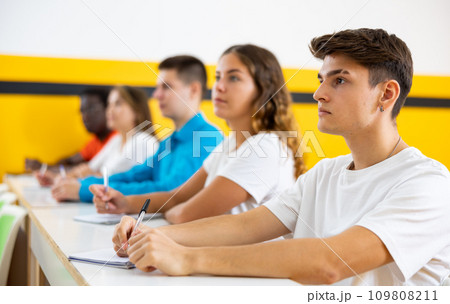 Young man in school for taxi drivers 109808211