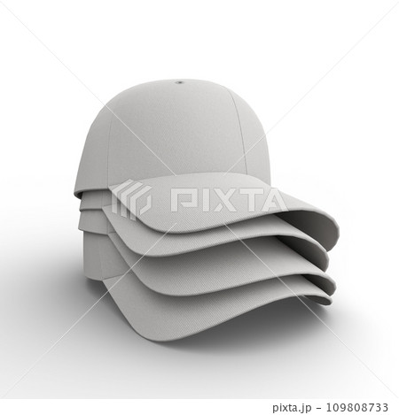 Caps Stack on White Background for Mockup. 3D Illustration. File with Clipping Path. Caps Stack on White Background for Mockup. 3D Illustration. File with Clipping Path. 109808733