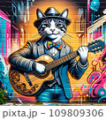 ギターを弾く猫 109809306