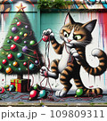 クリスマスツリーを破壊する猫 109809311