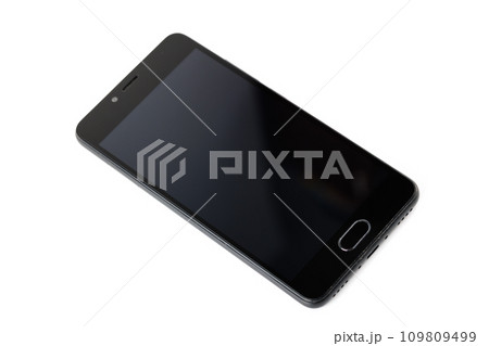 old cheap black cellphone isolated on white background 109809499