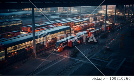 Bus assembly factory. Generative AI. Bus assembly factory. Generative AI. 109810266