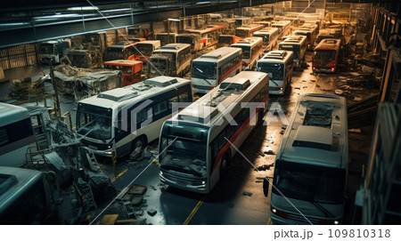 Bus assembly factory. Generative AI. Bus assembly factory. Generative AI. 109810318