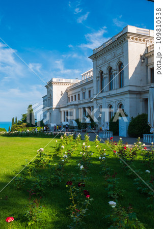 White renascence style building in green garden. White renascence style building in green garden. 109810538