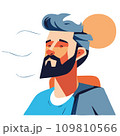 Top body of a man doing breath exhale,fresh air concept flat vector illustration 109810566
