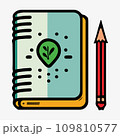 Lesson pencil notebook icon. Flat illustration of lesson pencil notebook vector icon. 109810577