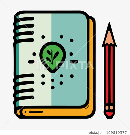 Lesson pencil notebook icon. Flat illustration of lesson pencil notebook vector icon. 109810577
