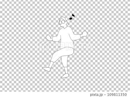 髮髻的跳舞男子簡單的線條畫插圖 109811350