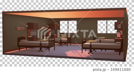 Large room in the hospital in the evening, isometric 109811880