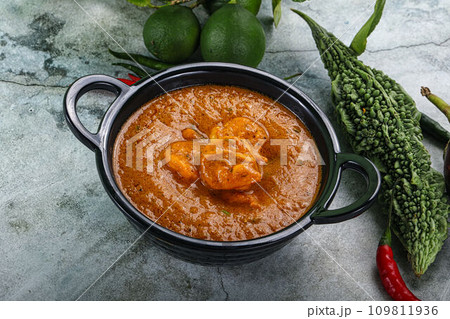 Indian cuisine - Masala with prawn Indian cuisine - Masala with prawn 109811936